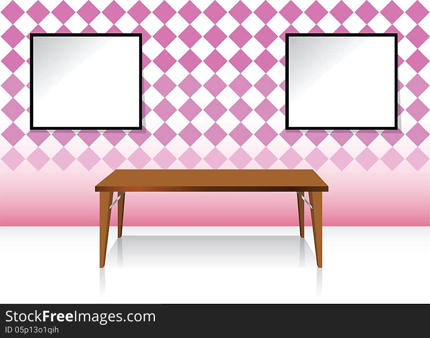 Indoor home furnish pink wallpaper, ideal for interior design and illustrator image, web template, eps10, vector