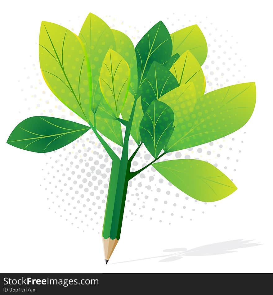 Abstract green tree pencil growth concept