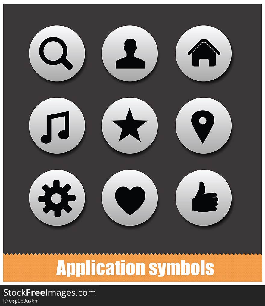 Application pictogram symbols set silver color