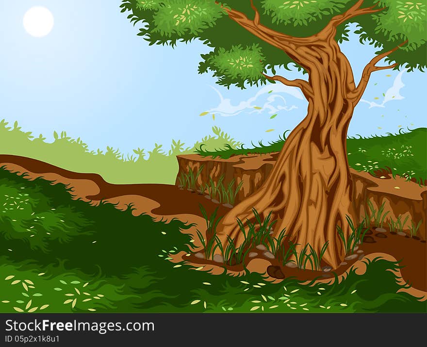 Beautiful tree with nature landscape background