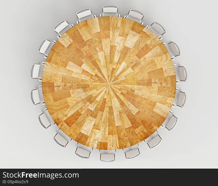 Round Table 3D rendered, top view. Round Table 3D rendered, top view.