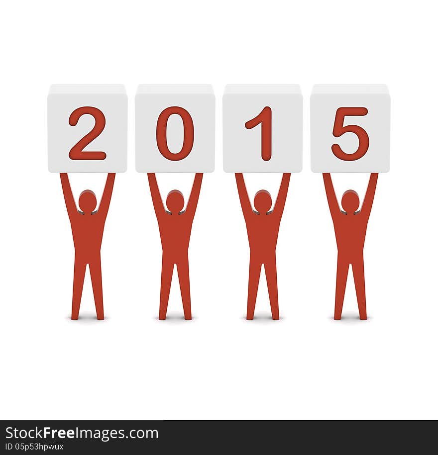 Men Holding The 2015 Year.