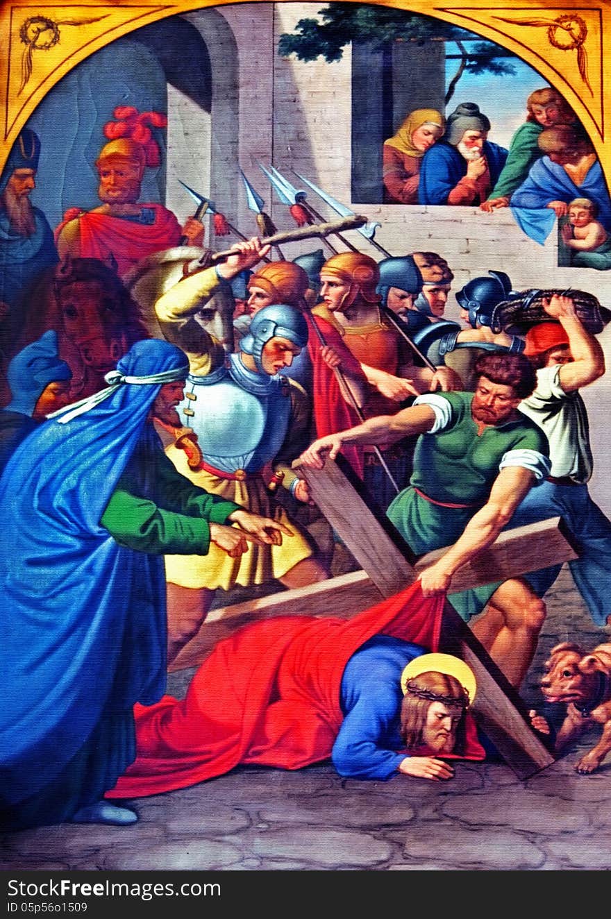 Jesus Falls With The Cross