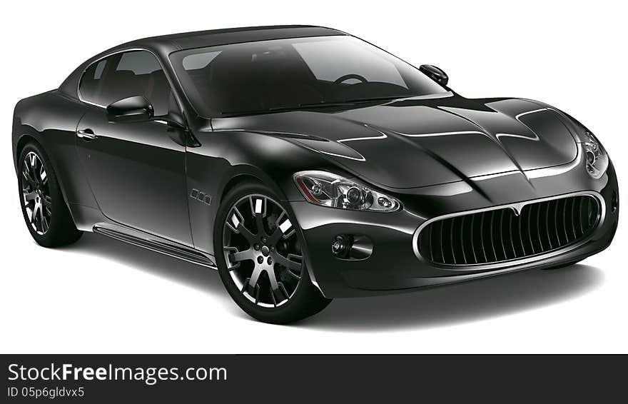 Black sport coupe on a white background