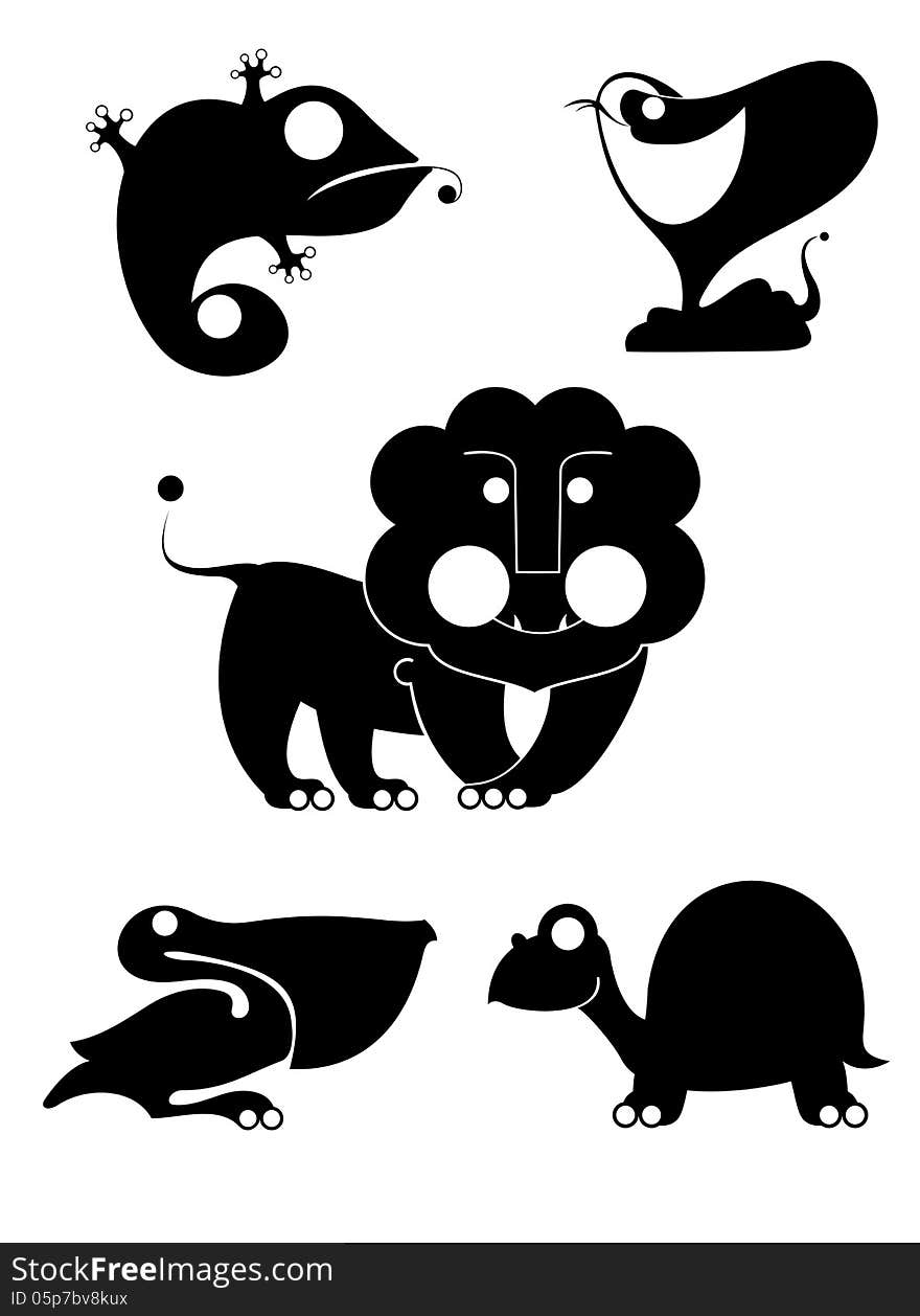 Vector original art animal silhouettes collection for design