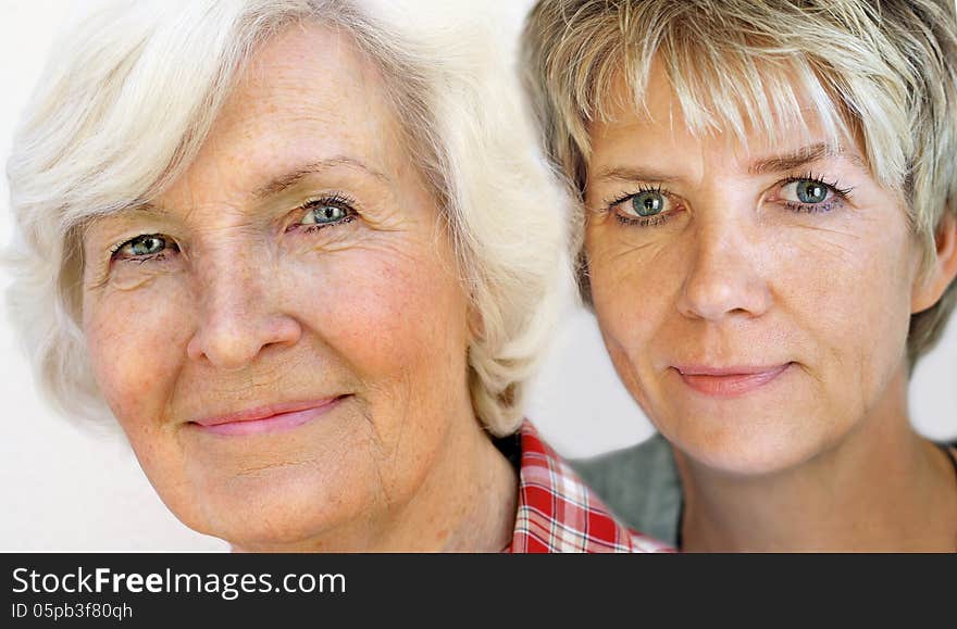 Senior and mature women portrait, close up. Senior and mature women portrait, close up