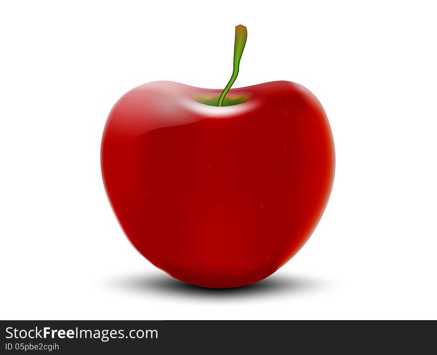 Illustration red apple on a white background