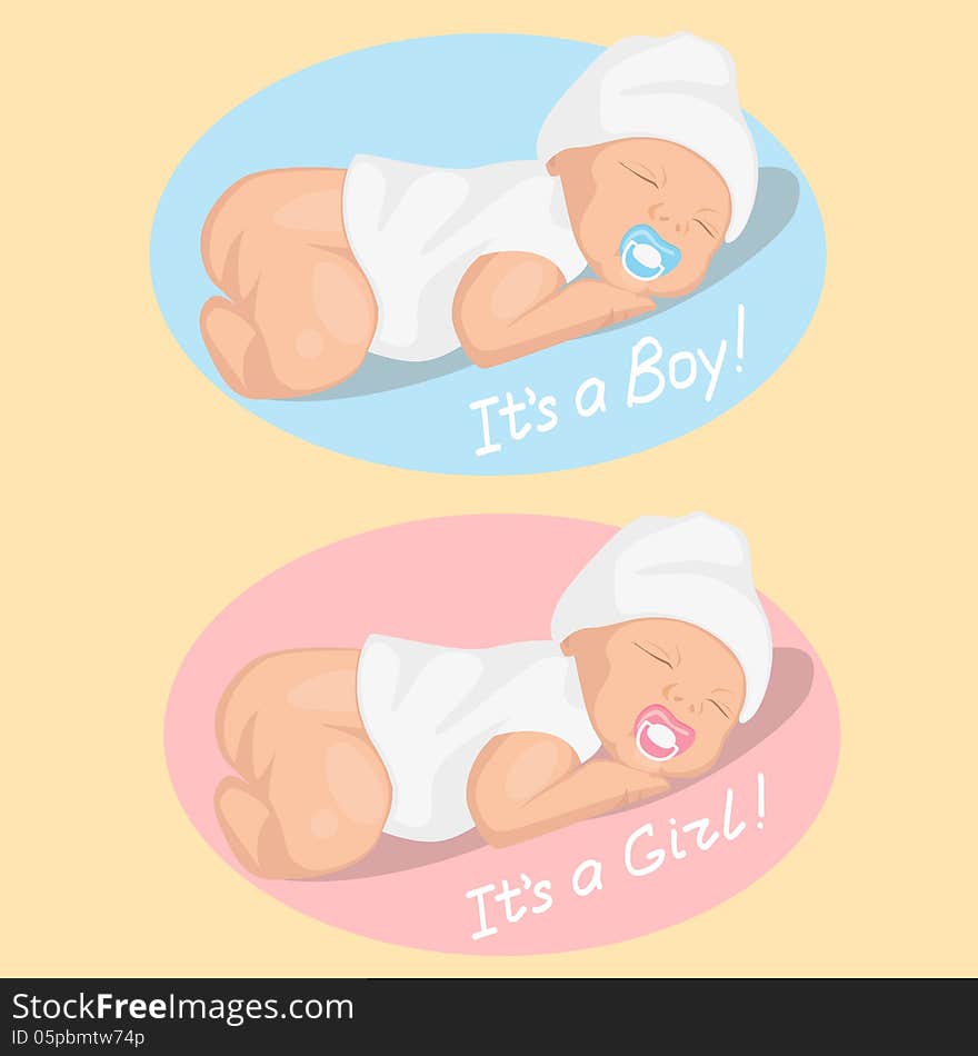 Cute newborn boy and girl