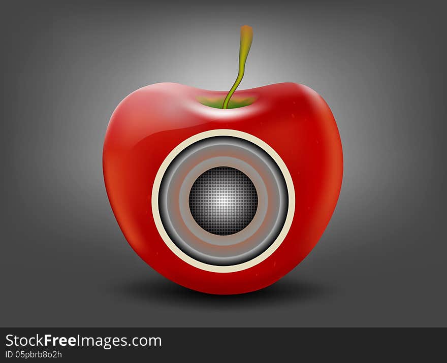 Red Apple With Speaker