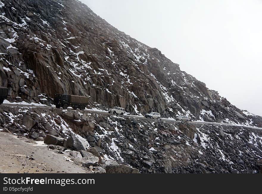 Military trucks, Nubra Valley