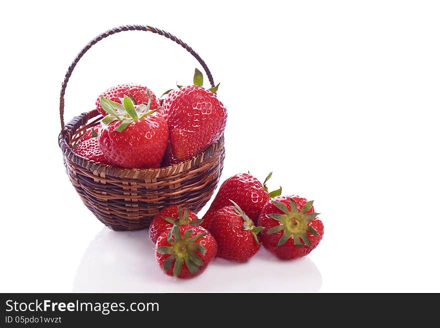 Basket full of fresh red strawberry fruit. Basket full of fresh red strawberry fruit