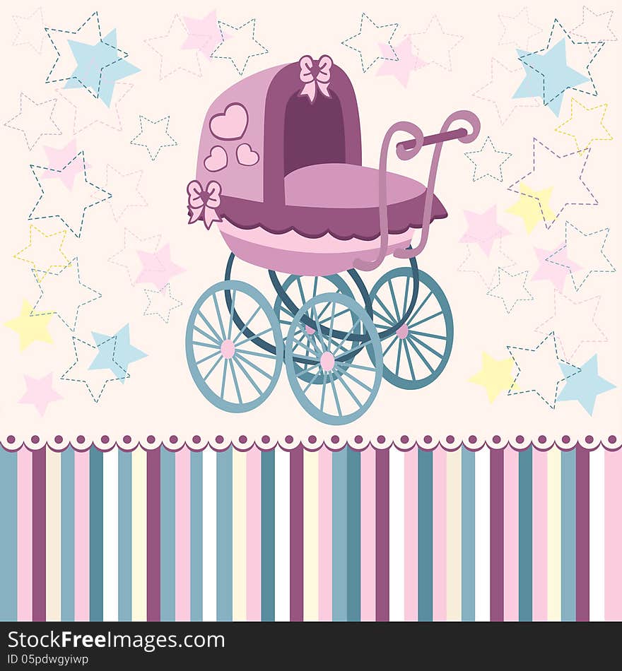 Pram for the little ones - vector illustration. Pram for the little ones - vector illustration