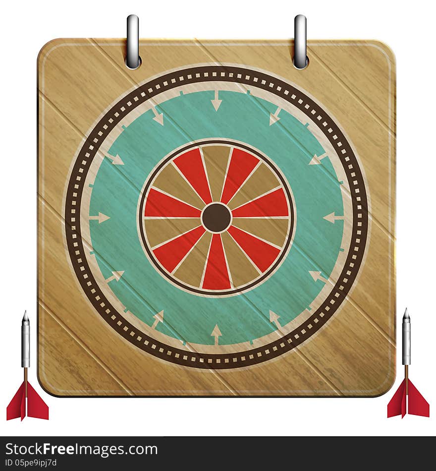 New dartboard icon with vintage style target can use like retro style design element. New dartboard icon with vintage style target can use like retro style design element