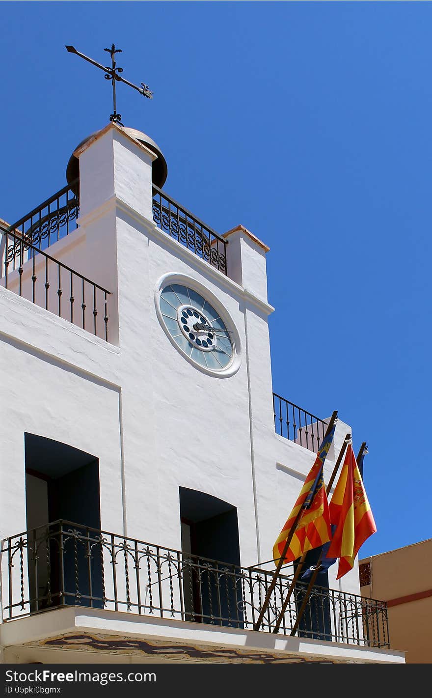 Museum of Archeology &x28;balony detail&x29; in city old town. Calp, Spa