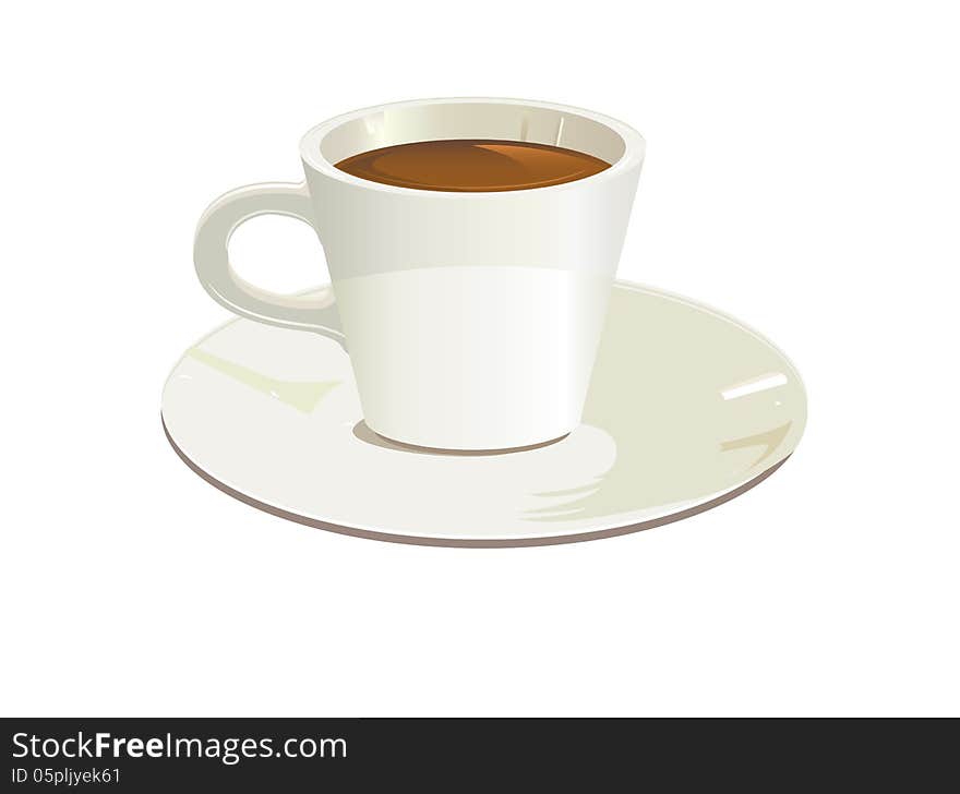 Isolated white cup of coffee. Isolated white cup of coffee