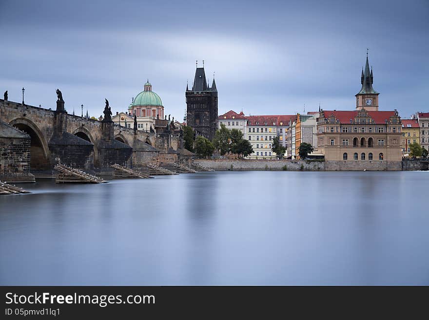 Long exposure image of Prague, capital city of Czech Republic, during twilight blue hour. Long exposure image of Prague, capital city of Czech Republic, during twilight blue hour.