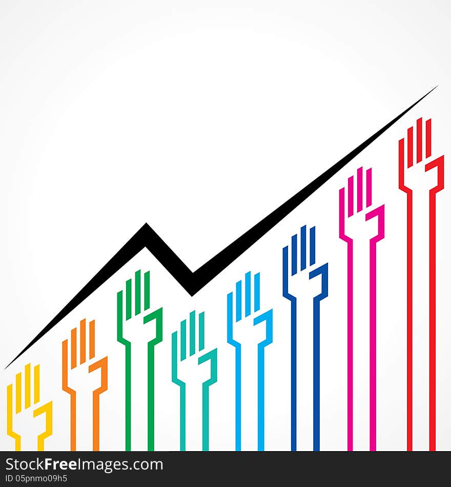 Business graph made by colorful hand icons stock vector