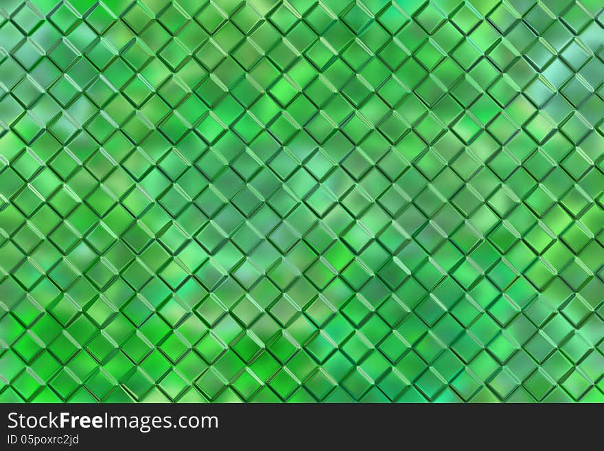 Computer graphic design abstract background of green emboss square blocks. Computer graphic design abstract background of green emboss square blocks