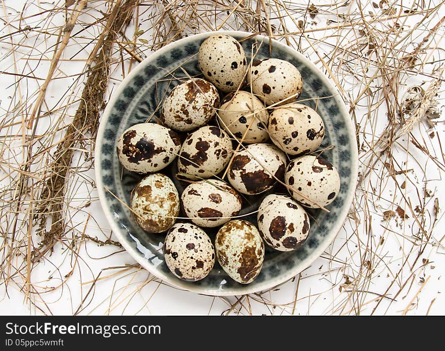 A plate with quail eggs