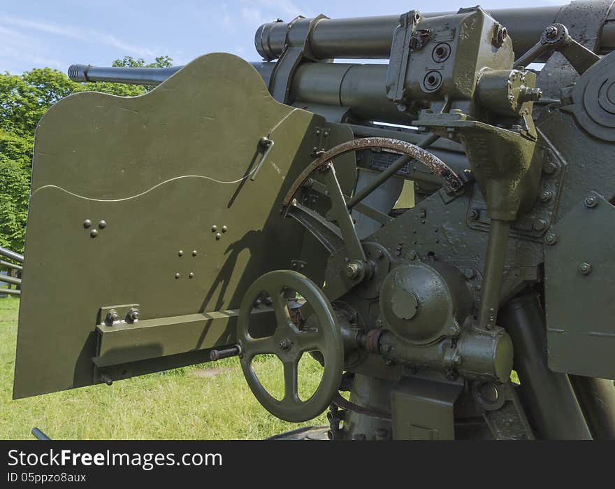 Old second world war artillery weapon in aviation museum , Krakow. Poland. Old second world war artillery weapon in aviation museum , Krakow. Poland