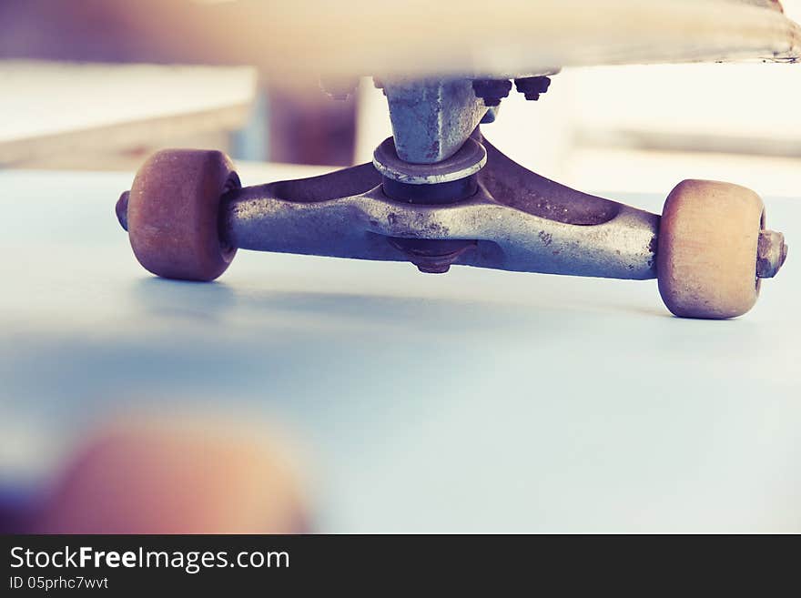 Close up image of skateboard