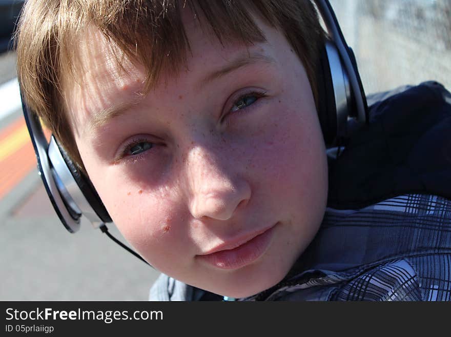 Boy listening to music