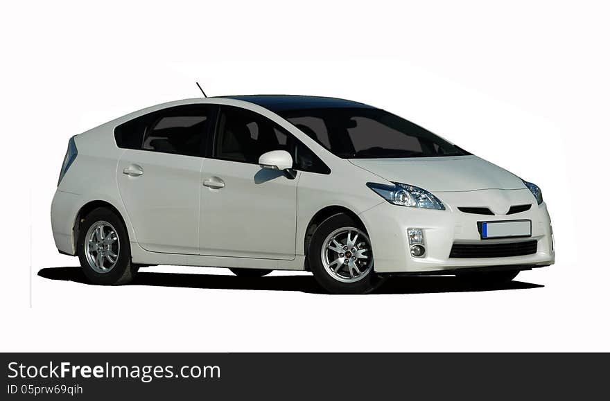 New modern hybrid car on white. New modern hybrid car on white