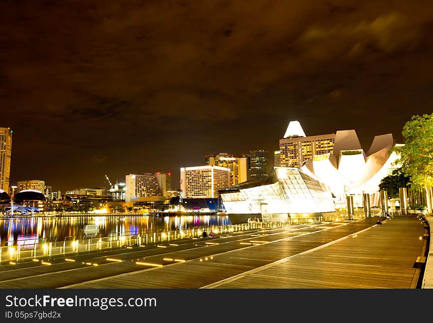 Singapore night scene and river view.