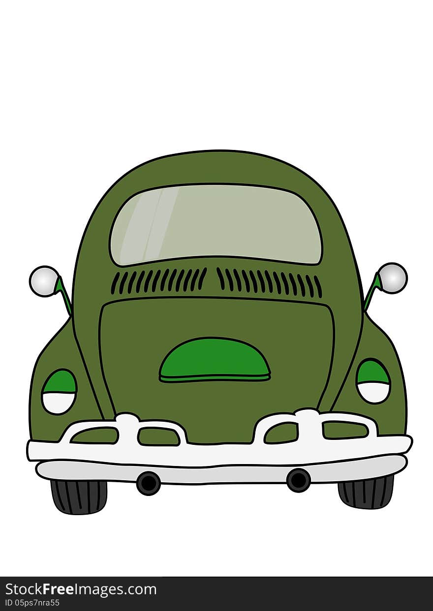 Green car cartoon isolate on white background