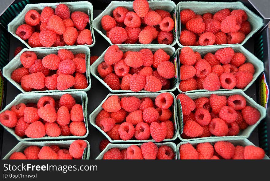 Raspberries at the market in Antwerp. Raspberries at the market in Antwerp.