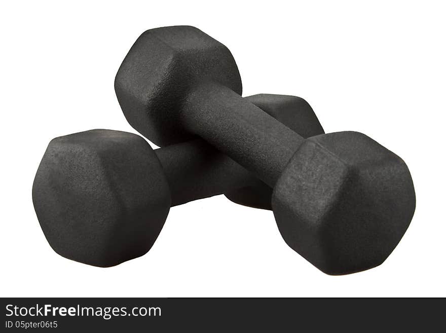 Black dumbbells isolated on white background