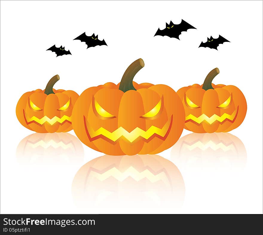 Pumpkin and bat halloween on white background. Pumpkin and bat halloween on white background