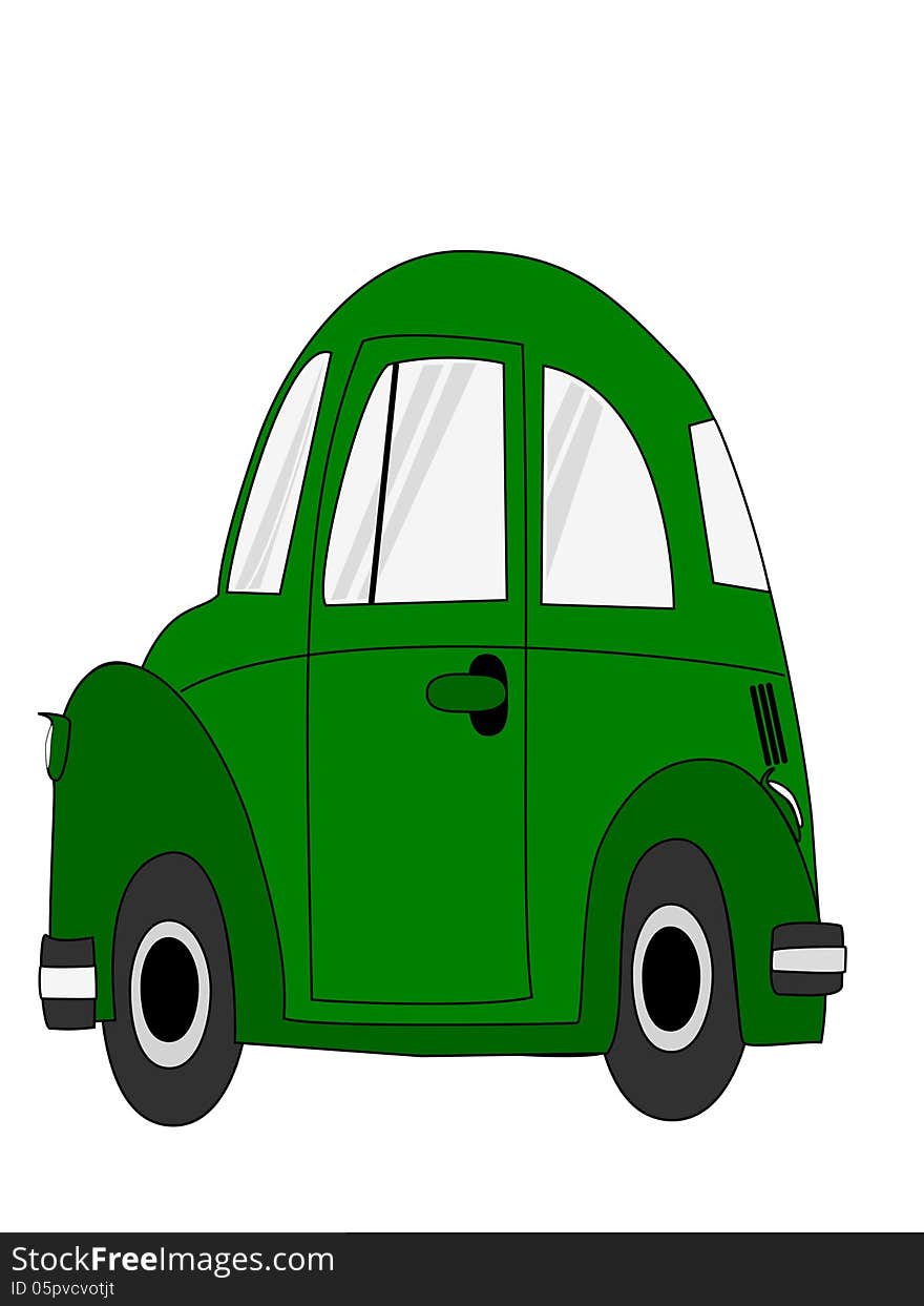 Green car cartoon