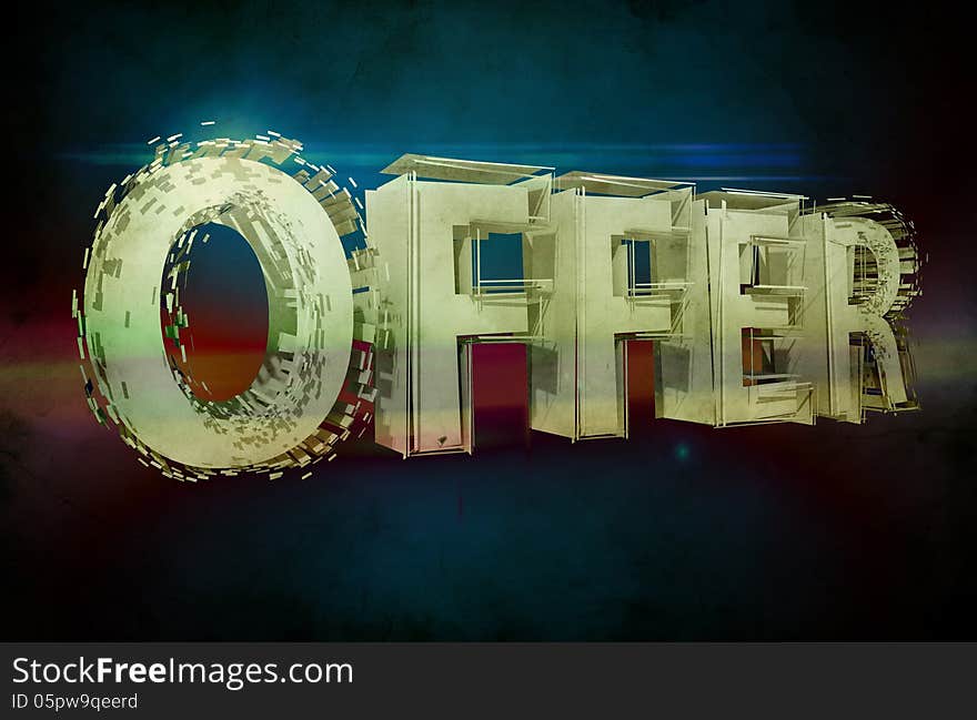 3d design. 3d offert text and background. 3d design. 3d offert text and background