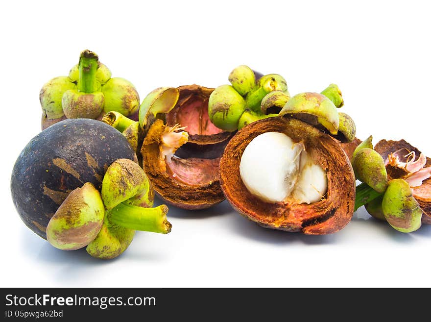 Mangosteen And Segment With Clipping Path