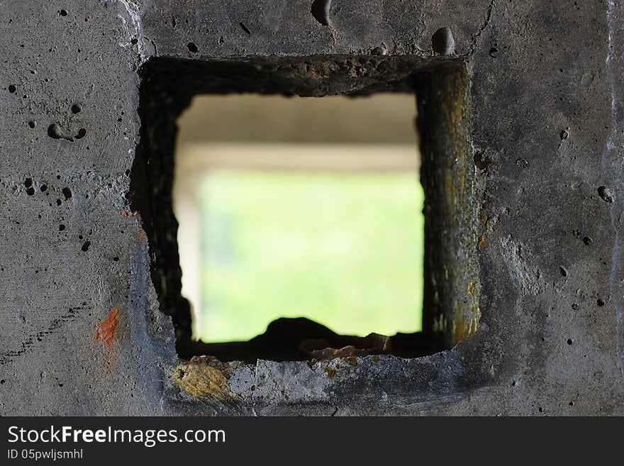 SQUARE HOLE IN A CONCRETE WALL. SQUARE HOLE IN A CONCRETE WALL