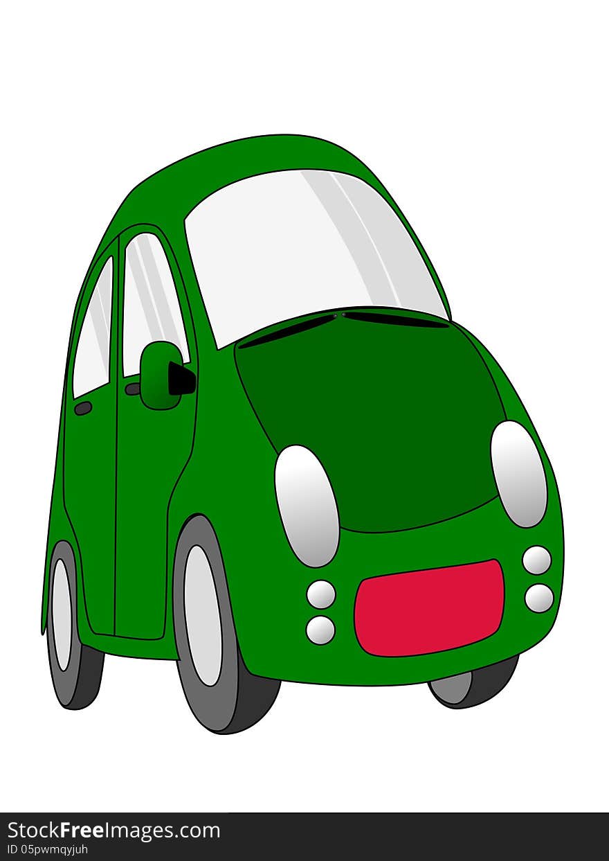 Green car cartoon isolate on white background