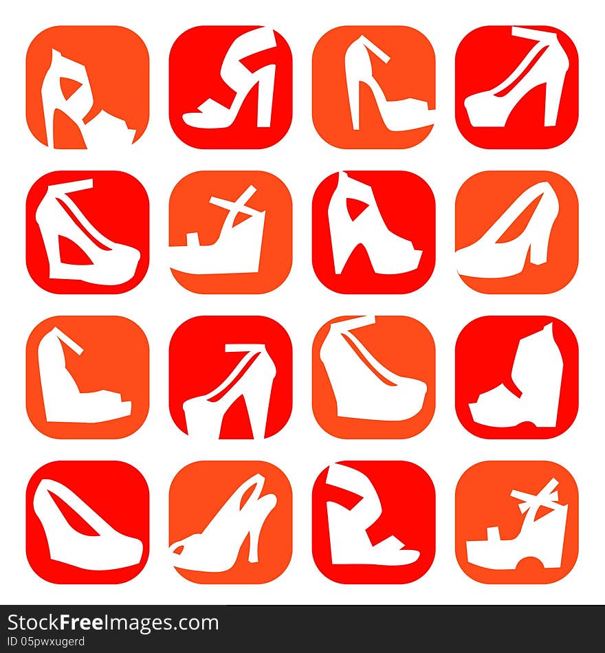 Color fashion shoes icons