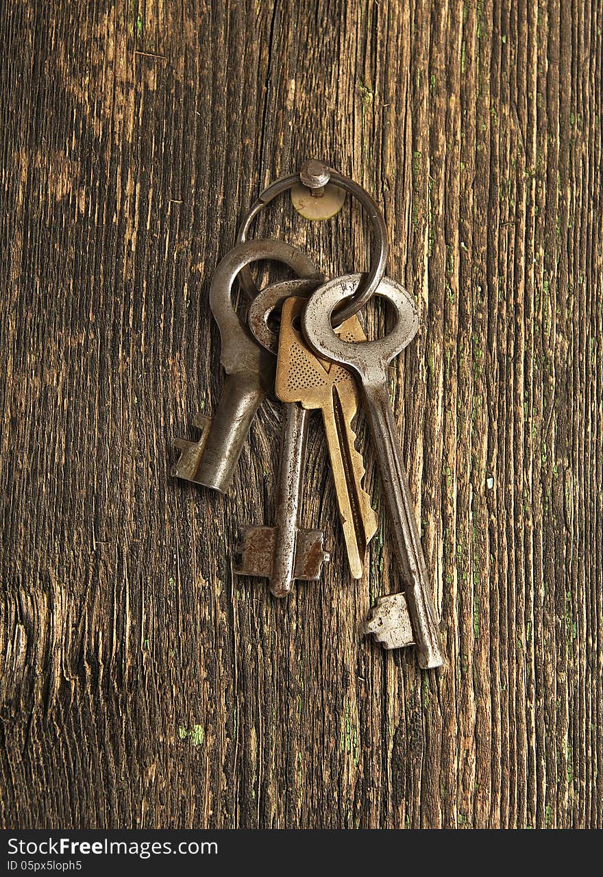 Bunch of keys hanging on the wall