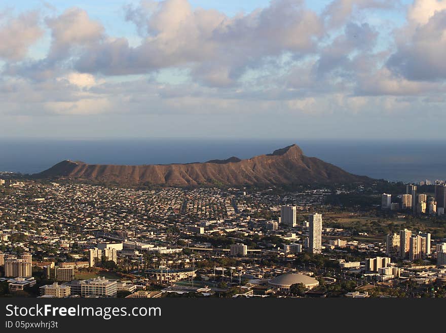 Diamond Head Crater And Honolulu View.