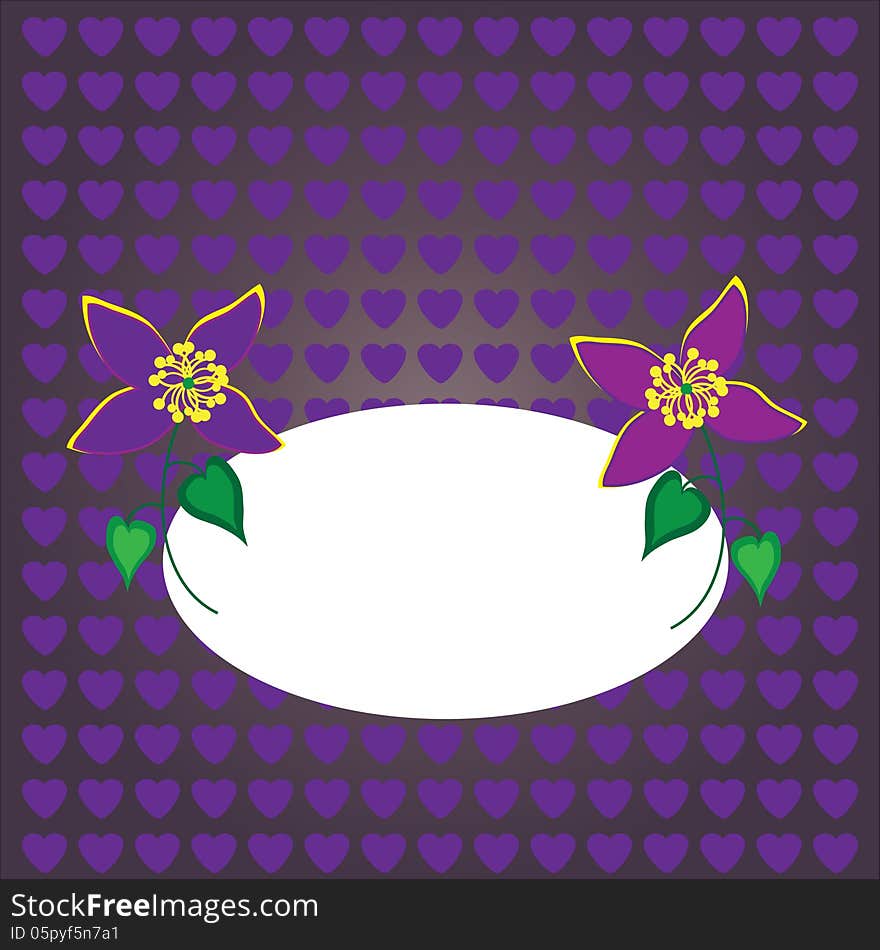 Beautiful floral card on a purple background