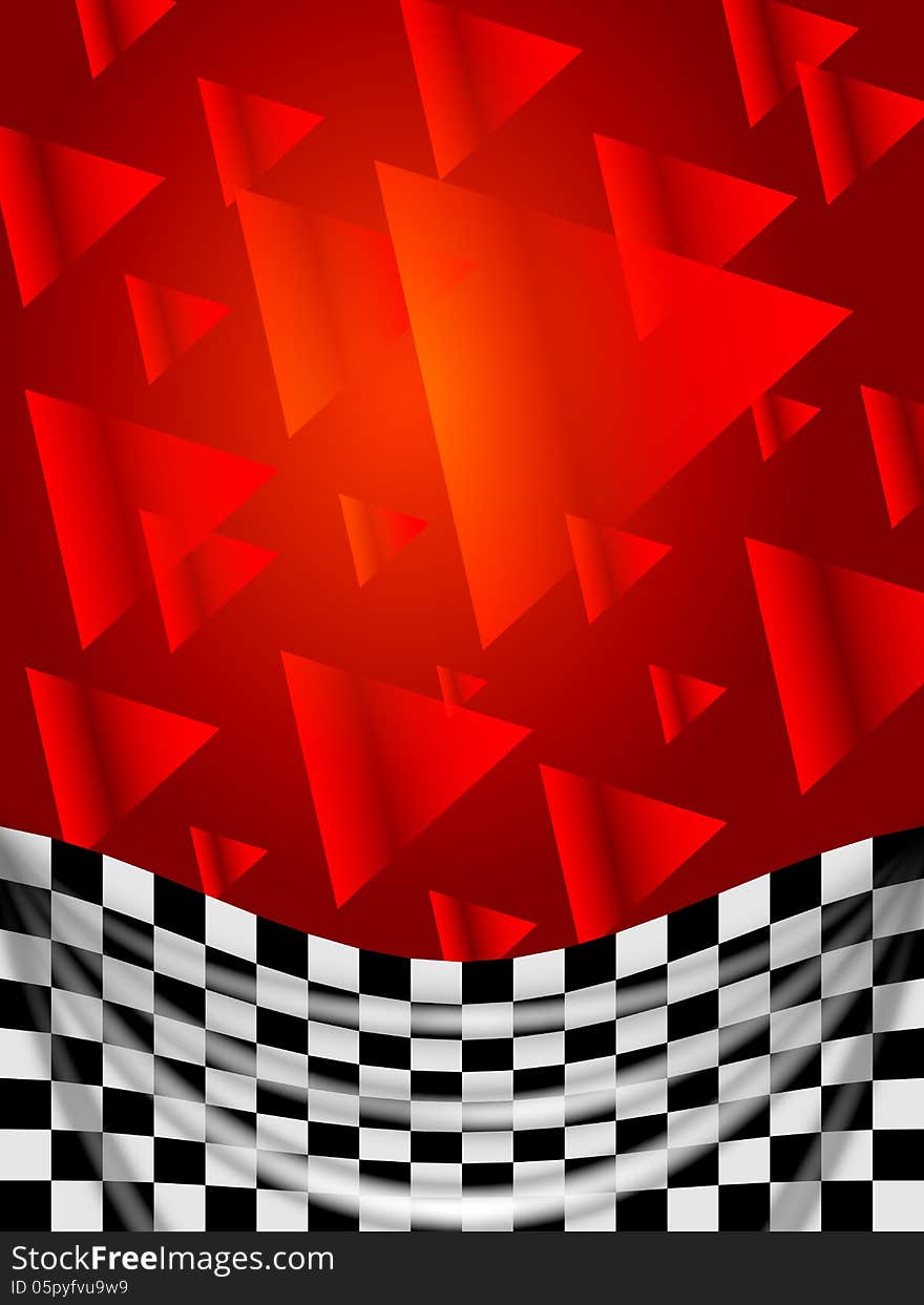 Silk checked flag on red background, template