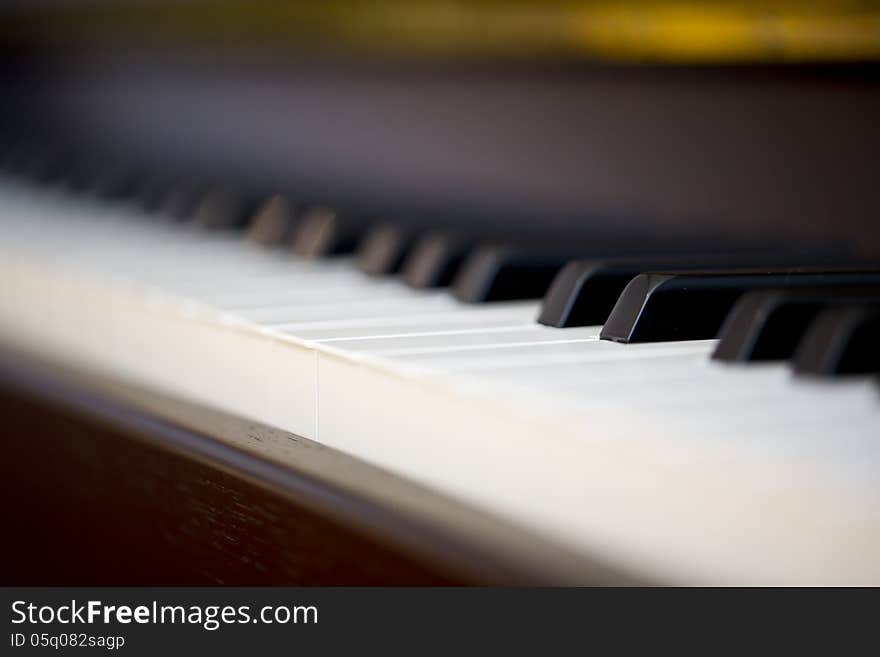 Piano keys with only few keys in focus. Piano keys with only few keys in focus