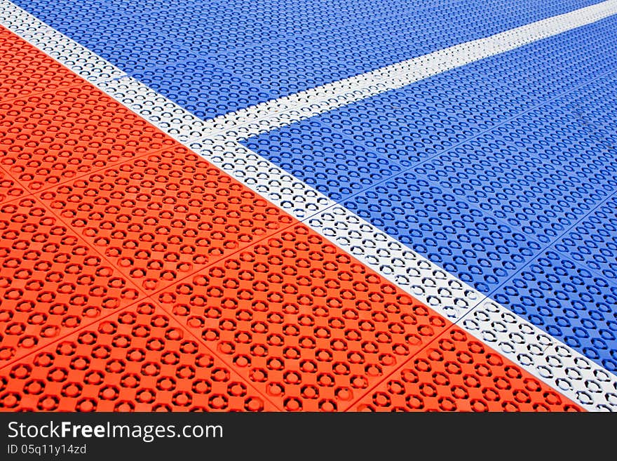 White stripe on the soccer field rubber flooring