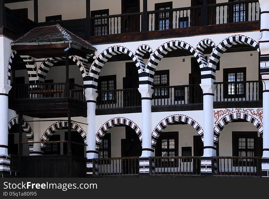 Closeup image of Orthodox Rila Monastery in Bulgaria. Closeup image of Orthodox Rila Monastery in Bulgaria