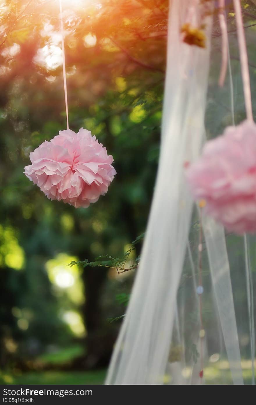 Outdoor decorations hanging lush pink peony paper