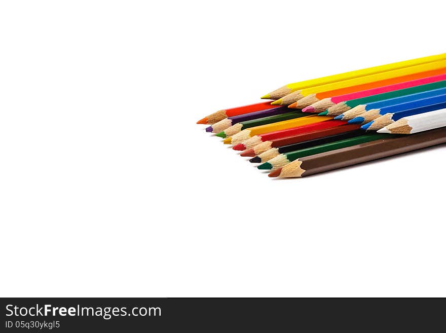 Set Of Colored Crayons On White Background, Appear