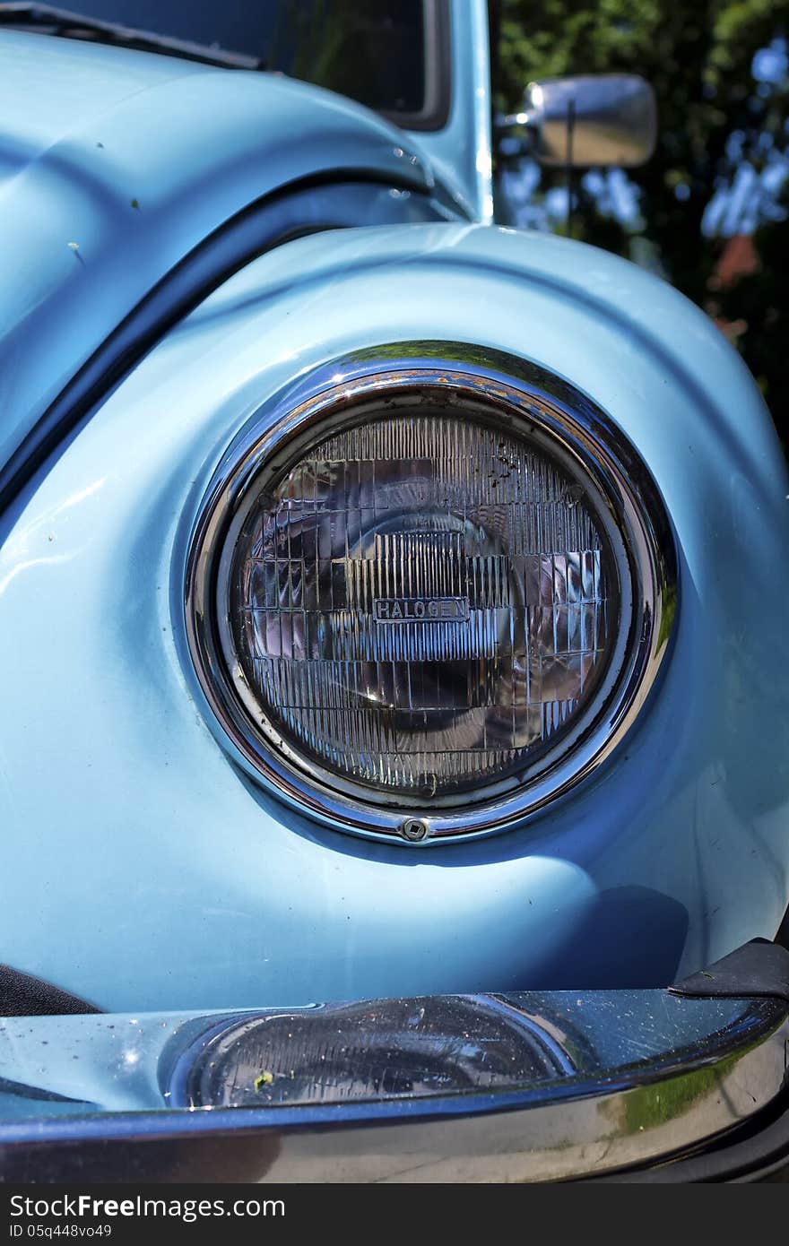 Headlight of a vintage Volkswagen beetle