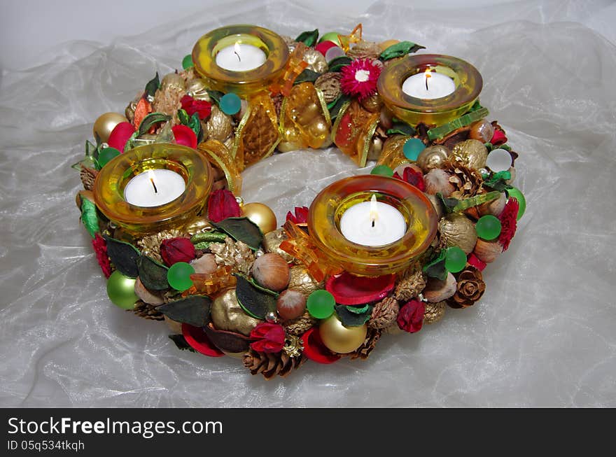 Christmas wreath with four candles.