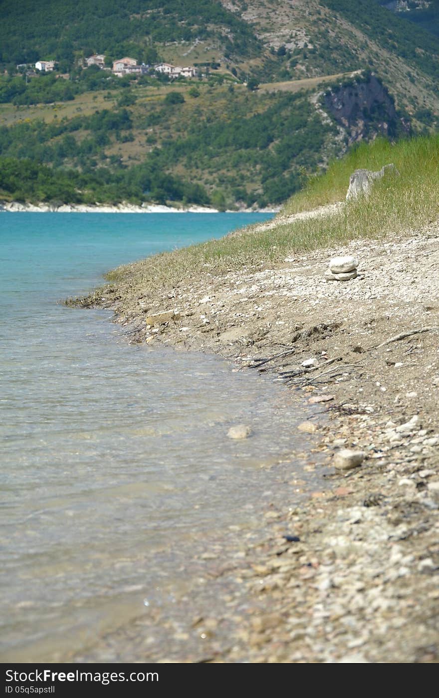 Little mountain village on Fiastra lake